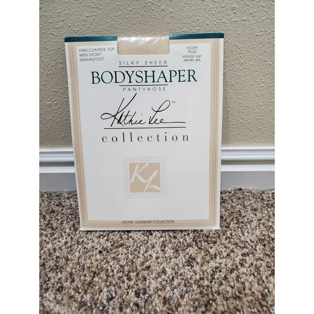 Kathie Lee Bodyshaper Pantyhose Ivory Plus Size Silky Sheer Control Top